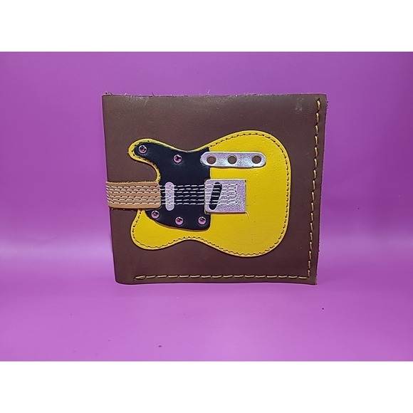 AXE HEAVEN Genuine Leather Classic Blonde Electric Guitar Wallet Gift, GW-002 - Picture 1 of 6